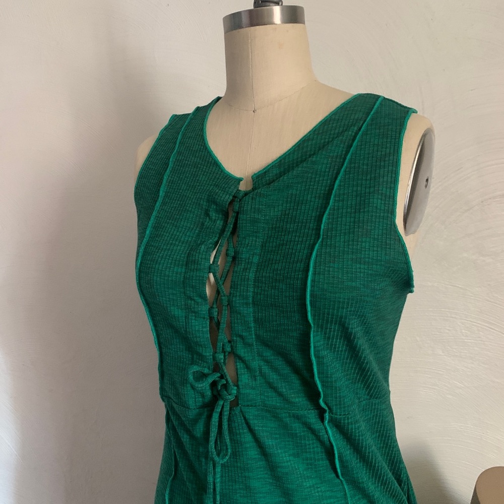 Lace Up Front Bodycon Dress with Slit Green Heathered Witchy Flattering Target